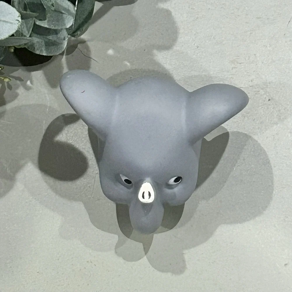Vintage Tyco Super Blocks Grey‎ Elephant Animal Figure Vinyl Rubber